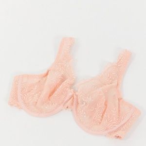 Non-padded lace high apex bra in pink
